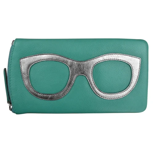 Eyeglass Case with Frame Graphic-6462 - Turquoise/Silver