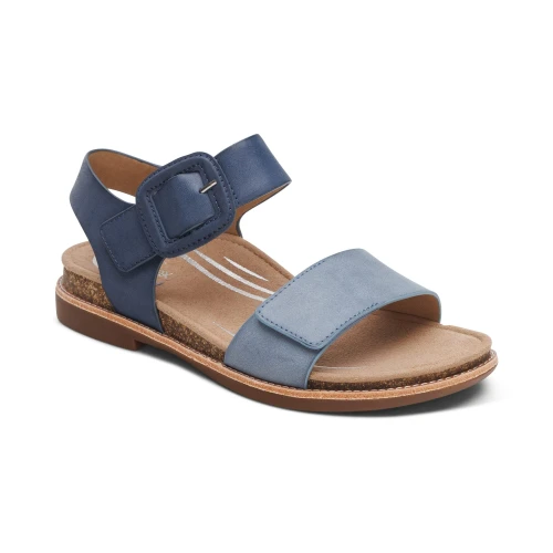 Aetrex Womens Claire Quarter Strap Sandal in Navy - Image 1