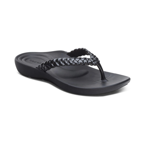 Women's Vicki Braided Thong Sandal - Black Gloss