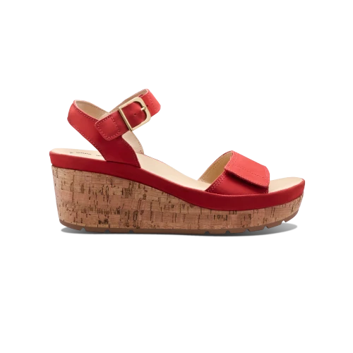 Women's Portola Two Strap Wedge - Red Nubuck