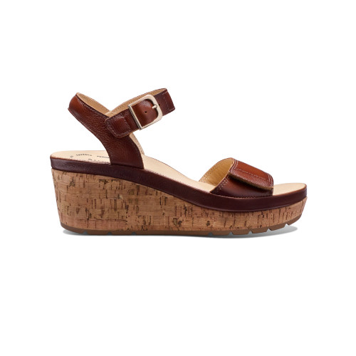 Women's Portola Two Strap Wedge - Cognac Leather