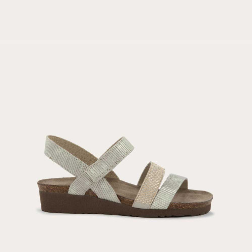Women's Krista - Platinum Striped Suede with Light Gold