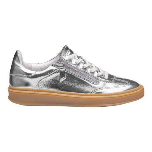 Women's Ashley Side-Zip Lace-Up - Silver Metallic Sheepskin
