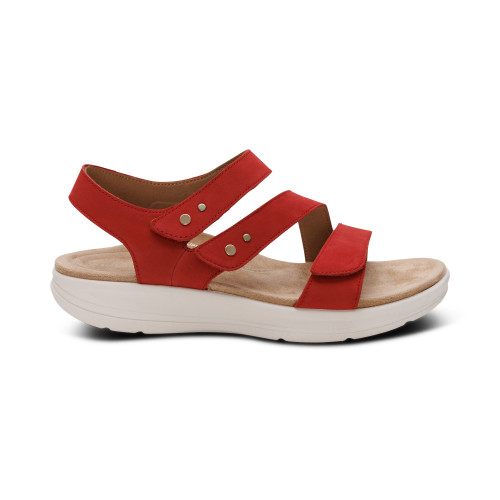 Women's Savannah Adjustable Quarter Strap Sandal - Red