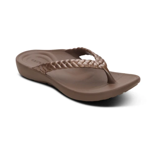 Women's Vicki Braided Thong Sandal - Bronze Gloss