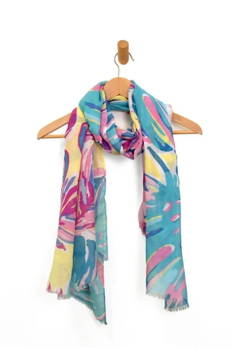 Tropical Leaf Scarf - Pink