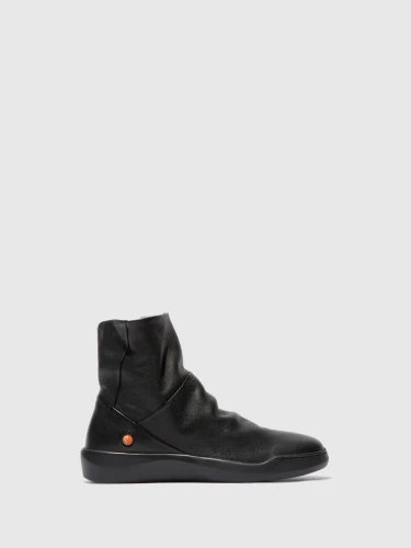 Women's Zip Up Ankle Boots - Black Smooth Leather