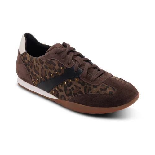 Aetrex Womens Sloane Arch Support Sneaker in Leopard - Image 1