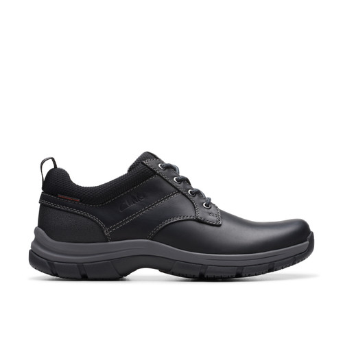 Clarks Mens Walpath Low in Black Leather - Image 1