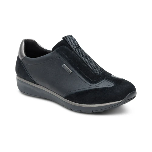 Aetrex Womens Megan Arch Support Sneaker in Black - Image 1