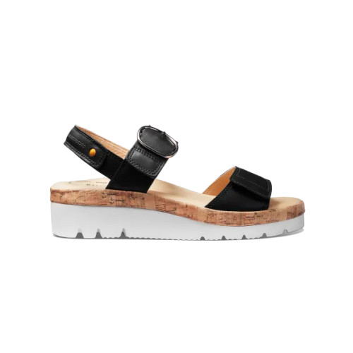 Women's Portola Two Strap Sandal - Black Full Grain Leather