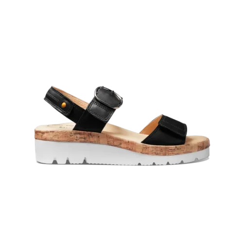 Women's Portola Two Strap Sandal - Black Full Grain Leather