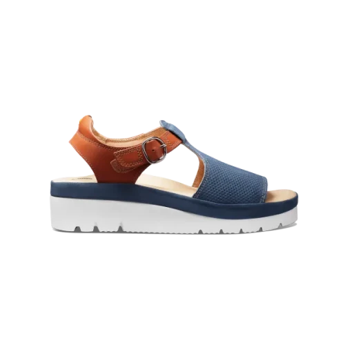 Women's Portola T-Strap Sandal - Blue Nubuck / Tan Leather