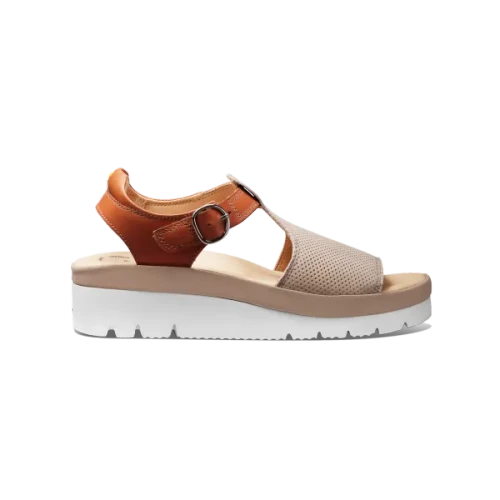 Women's Portola T-Strap Sandal - Taupe Nubuck / Tan Leather