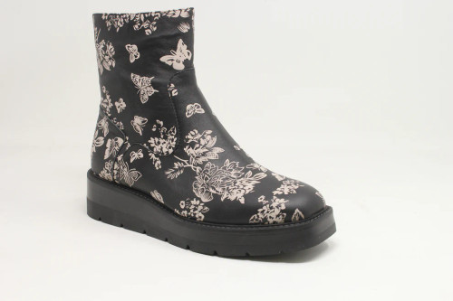 Women's Tiran - Black & Milk Flower Leather