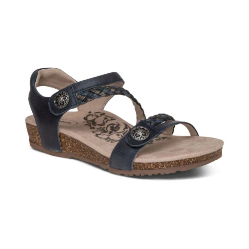 Women's Jillian Braided Quarter Strap Sandal - Navy