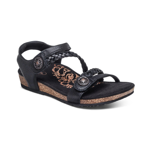 Women's Jillian Braided Quarter Strap Sandal - Black