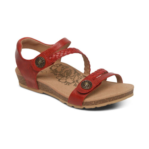 Women's Jillian Braided Quarter Strap Sandal - RED