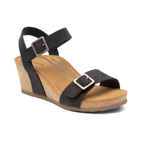 Women's Lexa Quarter Strap Wedge - Black