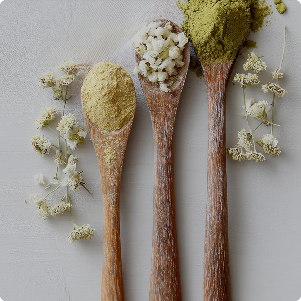 Natural ingredients in wooden spoons