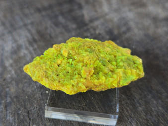 10.7 Gram autunite crystal on display under outdoor light