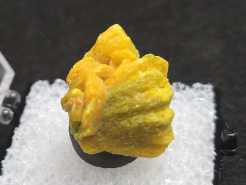 Autunite Crystal in Perky Box, 6 Grams – Fluorescent Uranium Ore indoors