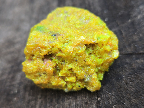 15 Gram yellow-green autunite crystal formation under outdoor light