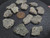 13-piece Trinitite lot - 30 grams size comparison to copper penny bottom