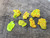 7 Piece Autunite Lot under outdoor light demonstrating daytime fluorescence