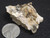 Gadolinite(y) crystal twin situated in white matrix under indoor light size comparison to copper penny top view