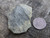 bright yellow Andersonite, Schröckingerite, Metamunirite on sandstone matrix under outdoor light showing daytime fluorescence size comparison to copper penny bottom view