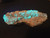 bright blue Andersonite & Schröckingerite on grainy Sandstone under indoor and 365nm UV light