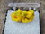 bright yellow 5 gram lamellar autunite formation on display under outdoor light