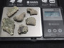 six piece Trinitite lot on scale - 14.2 Grams