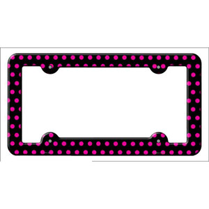 Black Pink Polka Dots Wholesale Novelty Metal License Plate Frame