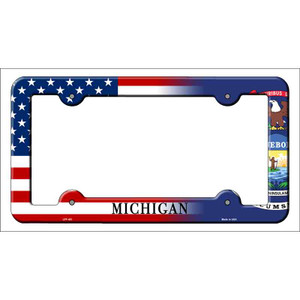 Michigan|American Flag Wholesale Novelty Metal License Plate Frame