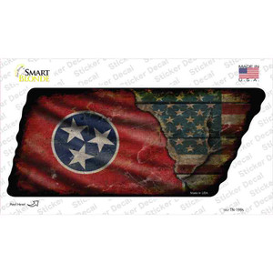 Tennessee American Flag Wholesale Novelty Rusty Tennessee Shape Sticker Decal