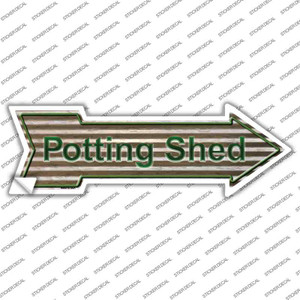 Potting Shed On Corrugated Effect Wholesale Novelty Arrow Sticker Decal