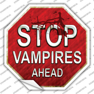 Stop Vampires Ahead Wholesale Novelty Octagon Sticker Decal