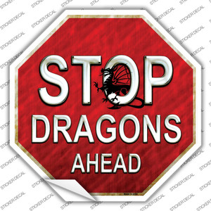 Stop Dragons Ahead Wholesale Novelty Octagon Sticker Decal