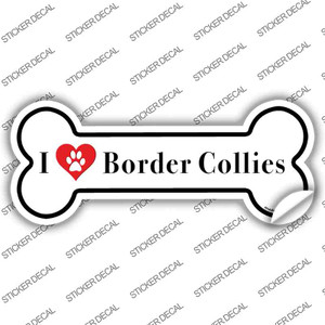 I Love Border Collies Wholesale Novelty Bone Sticker Decal