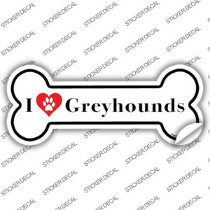 I Love Greyhounds Wholesale Novelty Bone Sticker Decal