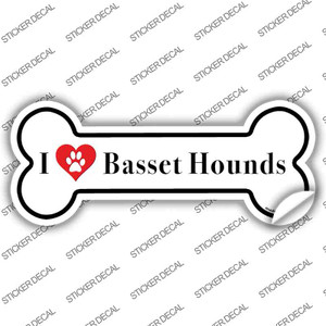 I Love Basset Hounds Wholesale Novelty Bone Sticker Decal
