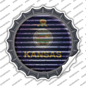 Kansas Flag Corrugated Wholesale Novelty Bottle Cap Sticker Decal