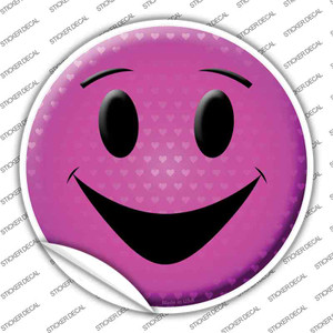Pink Smiling Face Wholesale Novelty Circle Sticker Decal