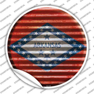 Arkansas Flag Corrugated Wholesale Novelty Circle Sticker Decal