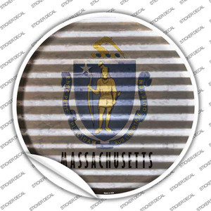 Massachusetts Flag Corrugated Wholesale Novelty Circle Sticker Decal