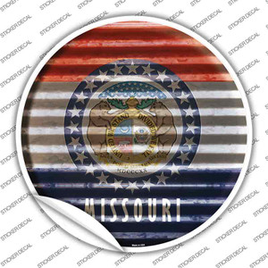 Missouri Flag Corrugated Wholesale Novelty Circle Sticker Decal