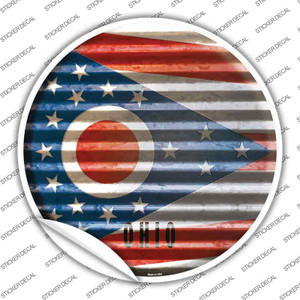 Ohio Flag Corrugated Wholesale Novelty Circle Sticker Decal