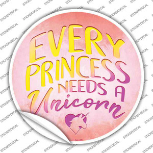 Princess Needs A Unicorn Wholesale Novelty Circle Sticker Decal